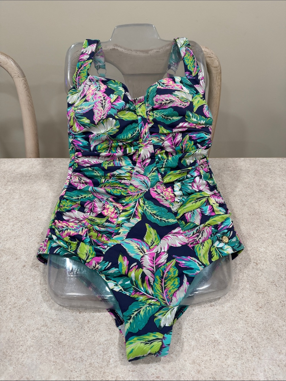 SUNSEEKER TROPICAL LEAVES FLORAL 1PC UNDERWIRE SWIMSUIT USA SIZE 10
